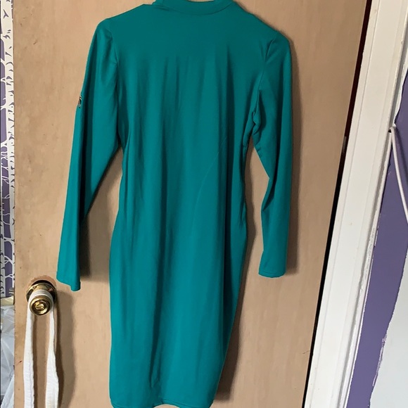 Teal Long-Sleeve Bodycon Dress - Picture 2 of 2